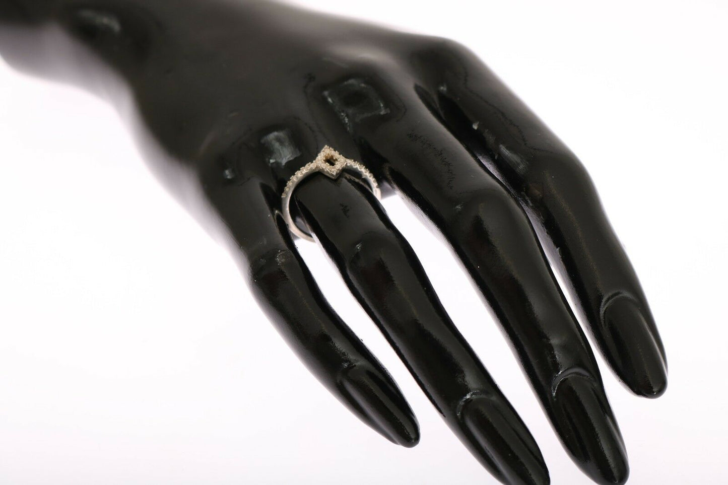 Nialaya Silver Rhombus Womens Clear CZ 925 Silver Ring Nialaya