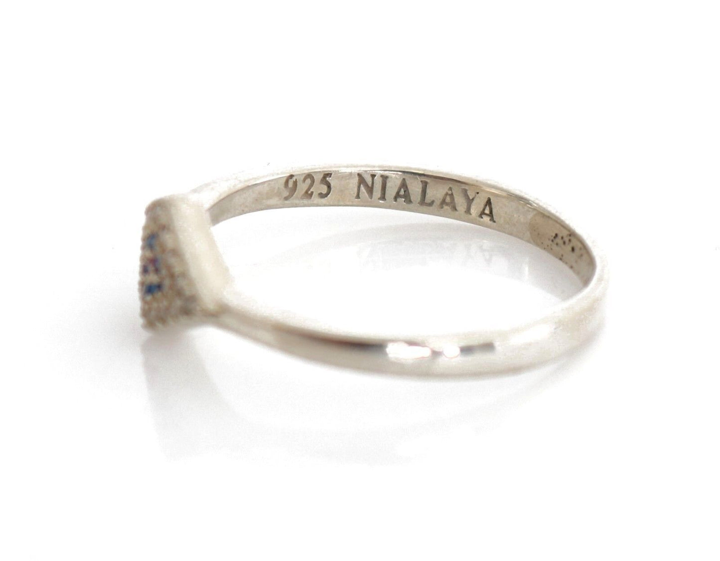 Nialaya Blue Red CZ 925 Silver Womens Clear Ring Nialaya