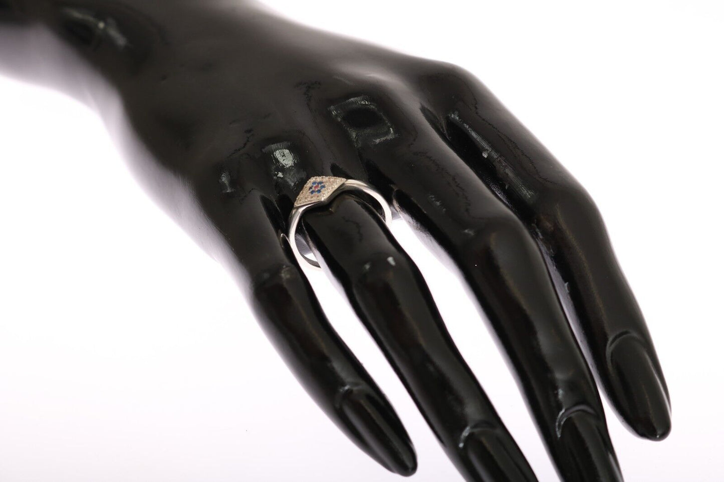 Nialaya Blue Red CZ 925 Silver Womens Clear Ring Nialaya