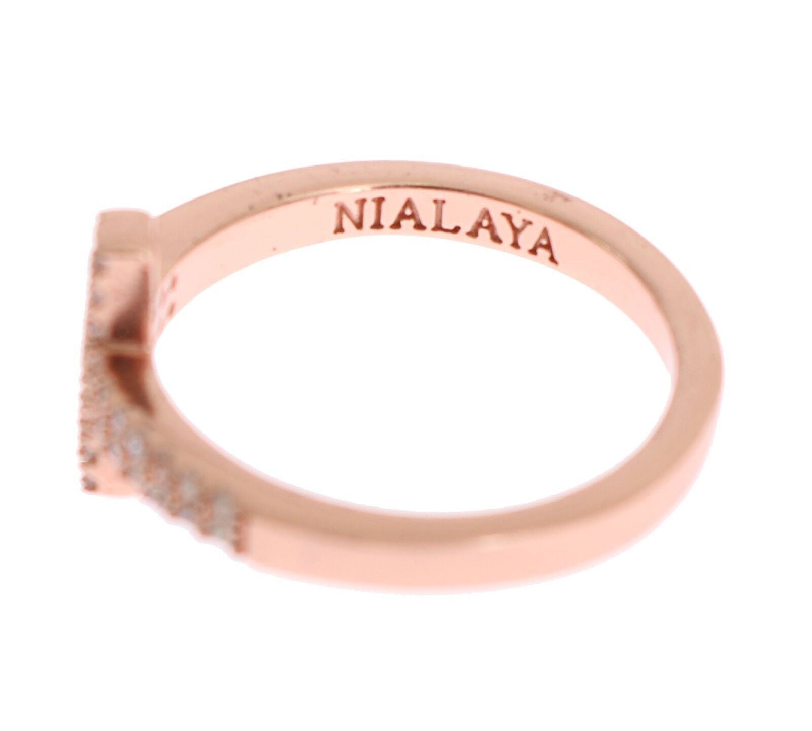 Nialaya Pink Gold 925 Silver Womens Cross CZ Ring Nialaya