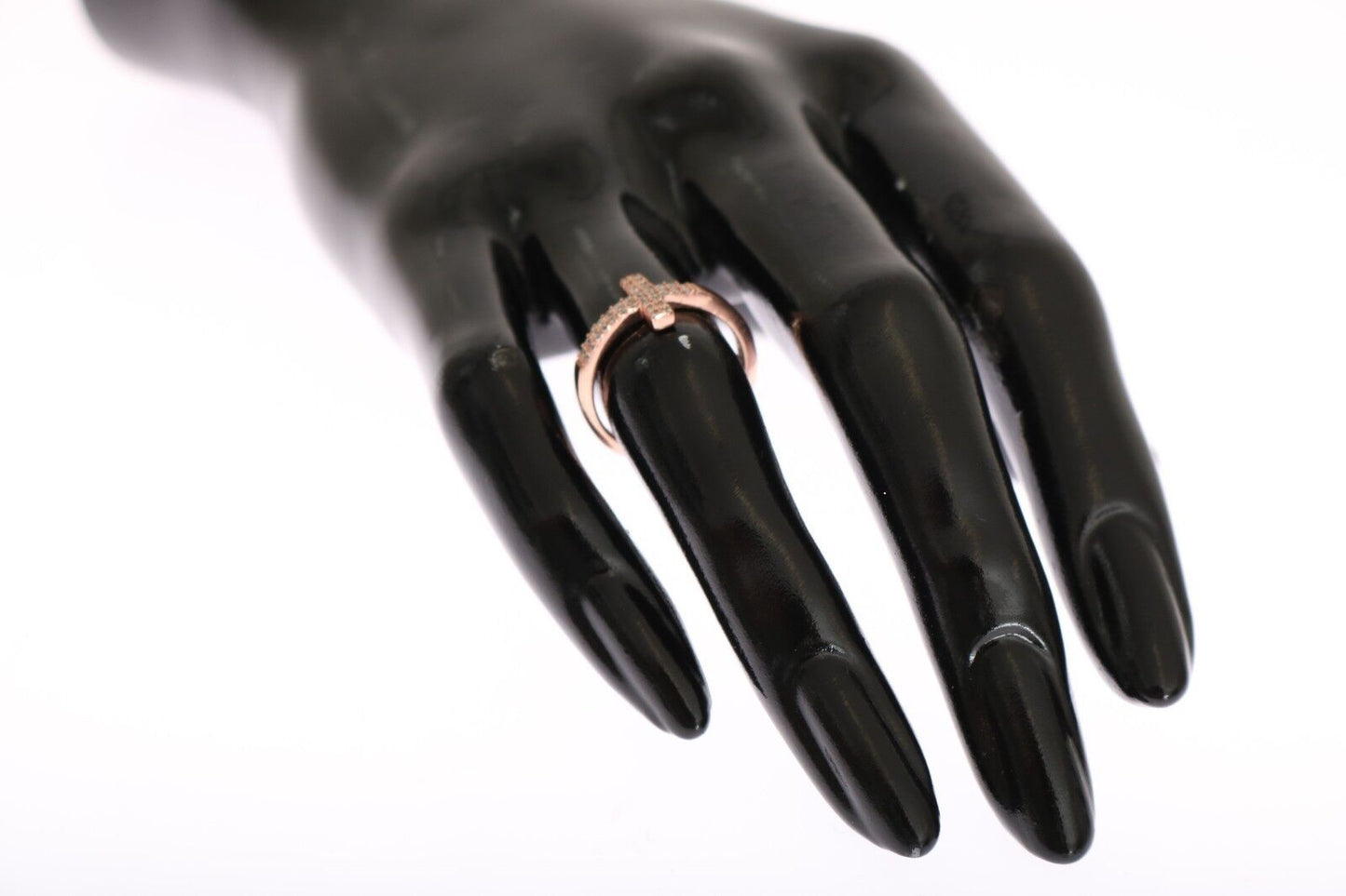 Nialaya Pink Gold 925 Silver Womens Cross CZ Ring Nialaya