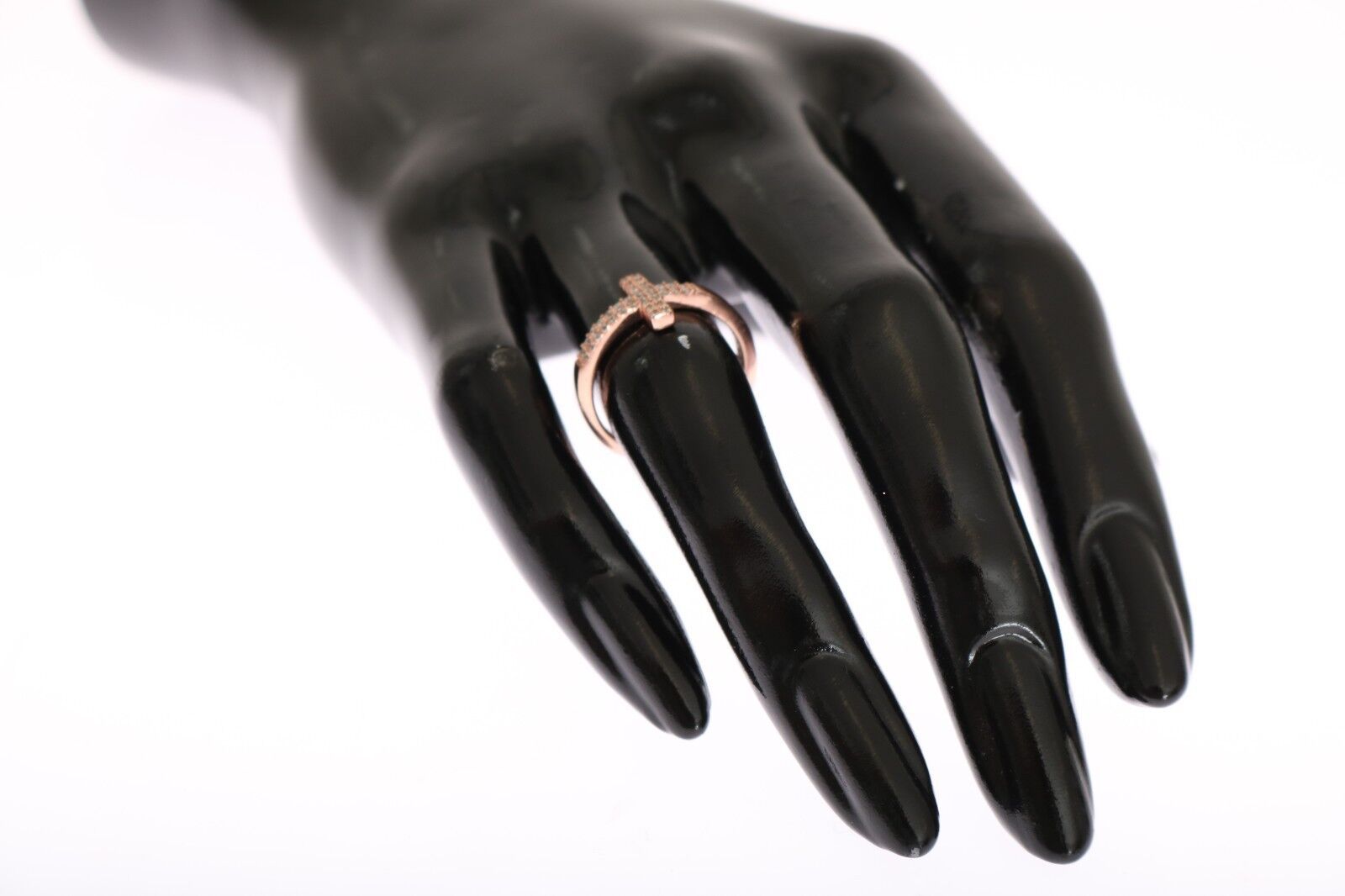 Nialaya Pink Gold 925 Silver Womens Cross CZ Ring Nialaya