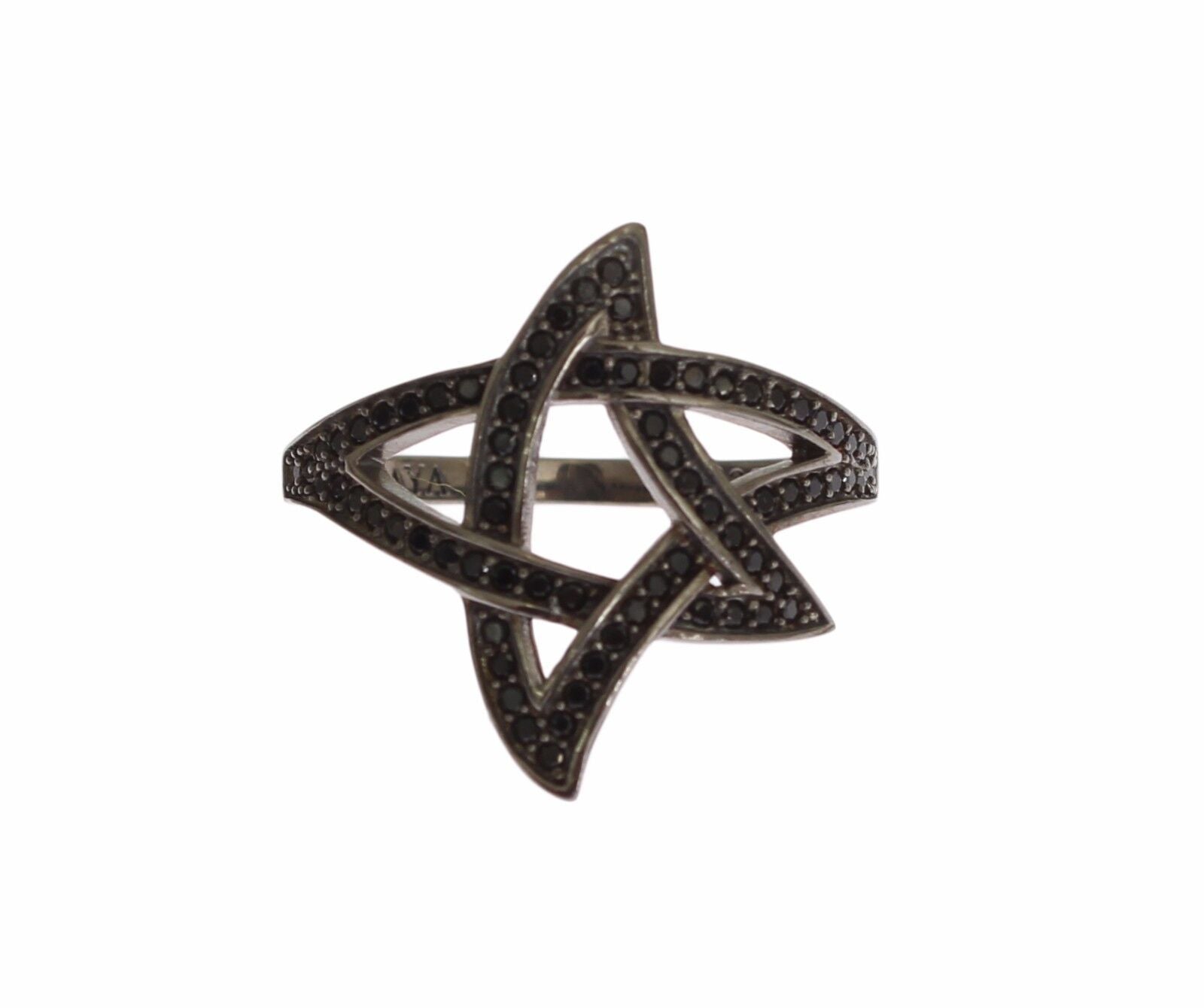 Nialaya Black CZ Rhodium 925 Silver Womens Ring Nialaya