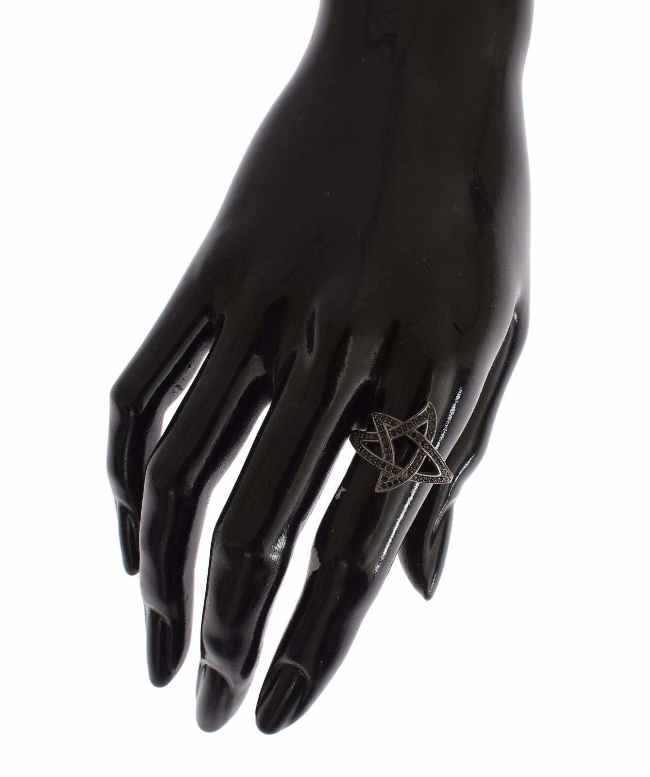 Nialaya Black CZ Rhodium 925 Silver Womens Ring Nialaya