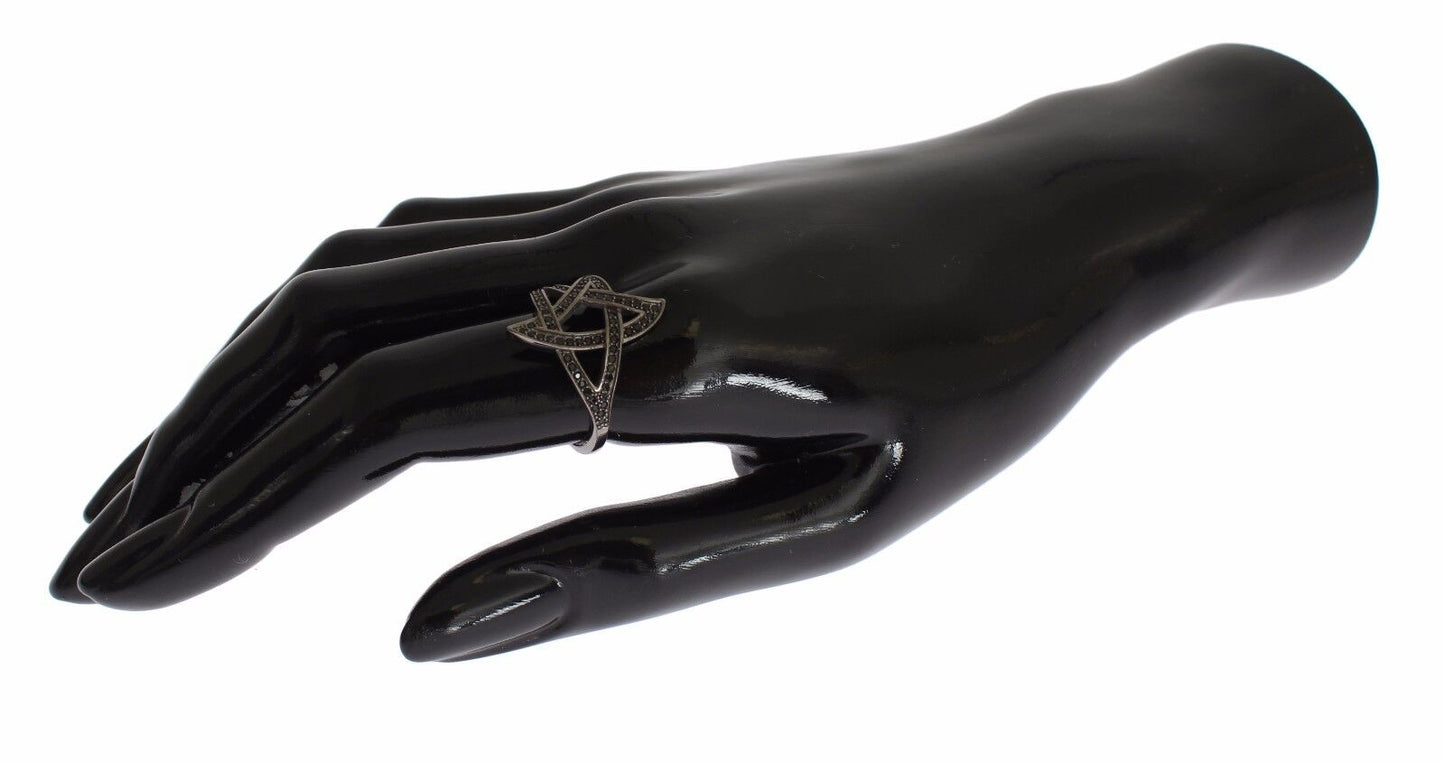 Nialaya Black CZ Rhodium 925 Silver Womens Ring Nialaya