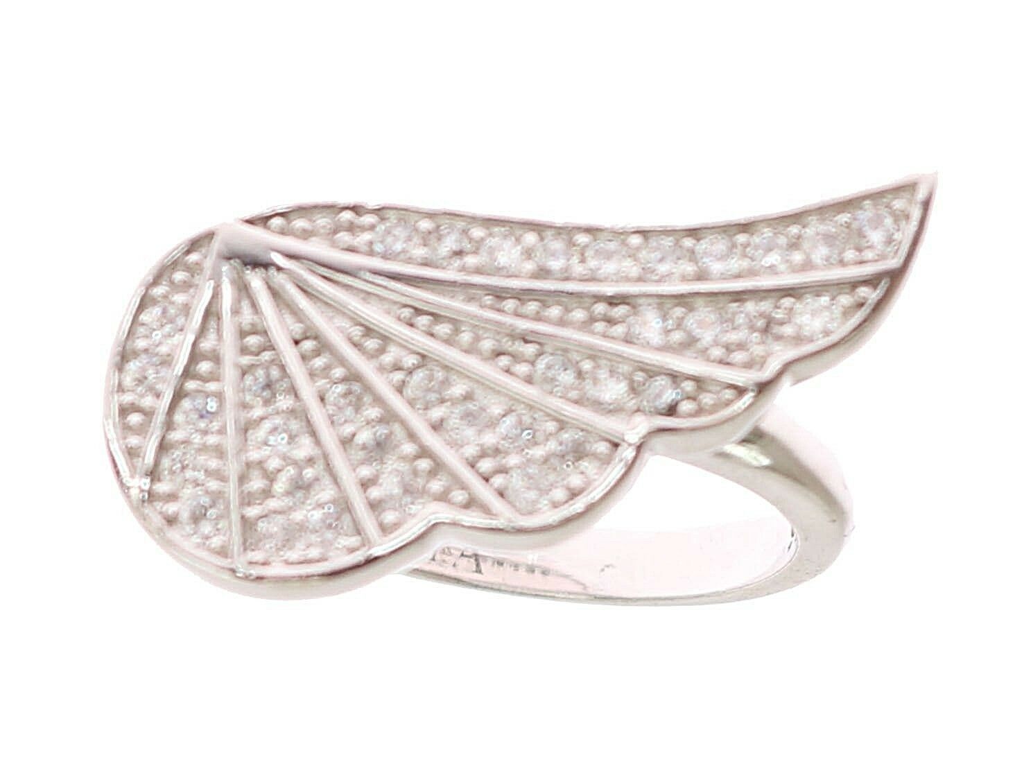 Nialaya Silver Womens Wing Clear CZ 925 Silver Ring Nialaya