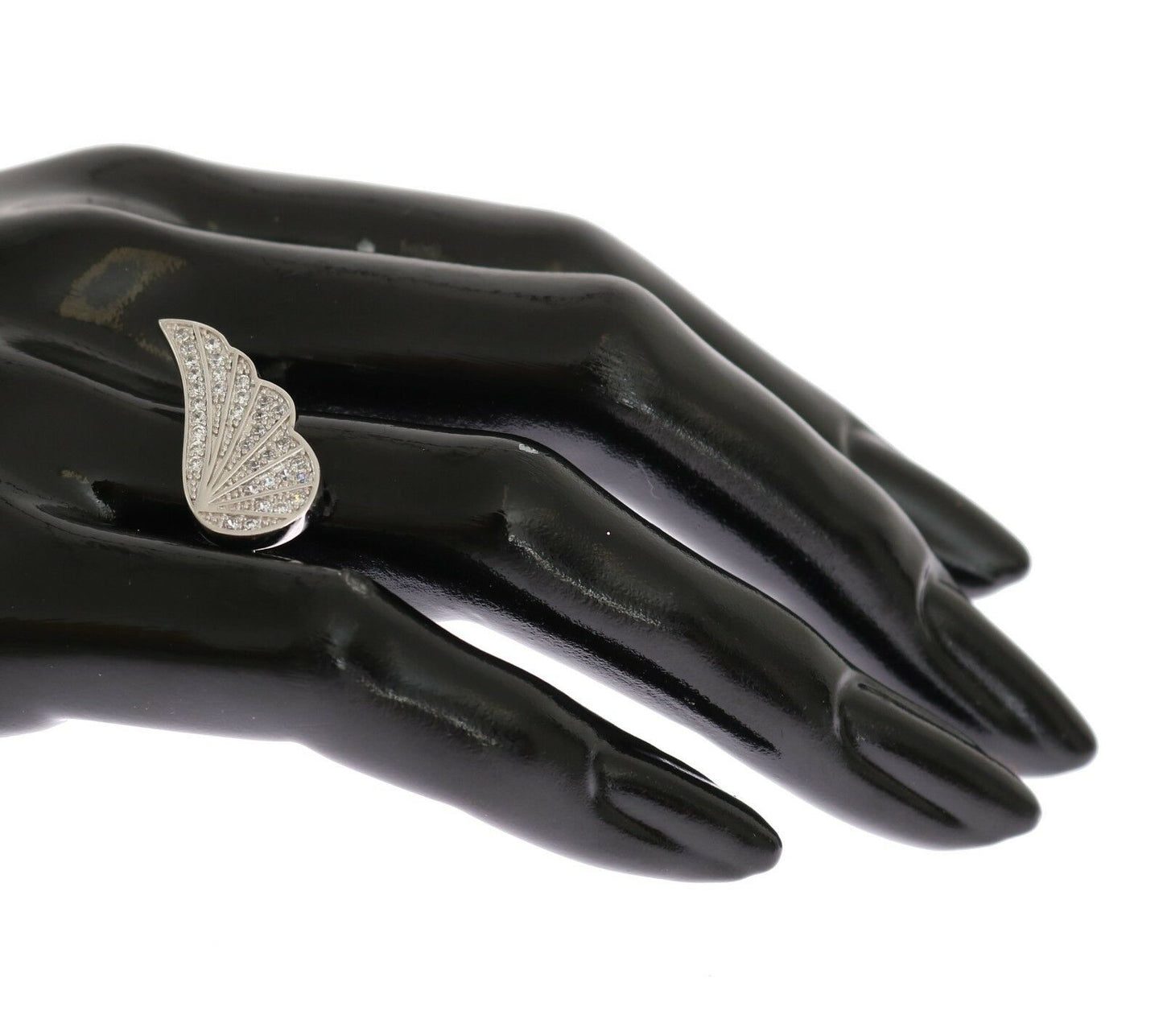 Nialaya Silver Womens Wing Clear CZ 925 Silver Ring Nialaya