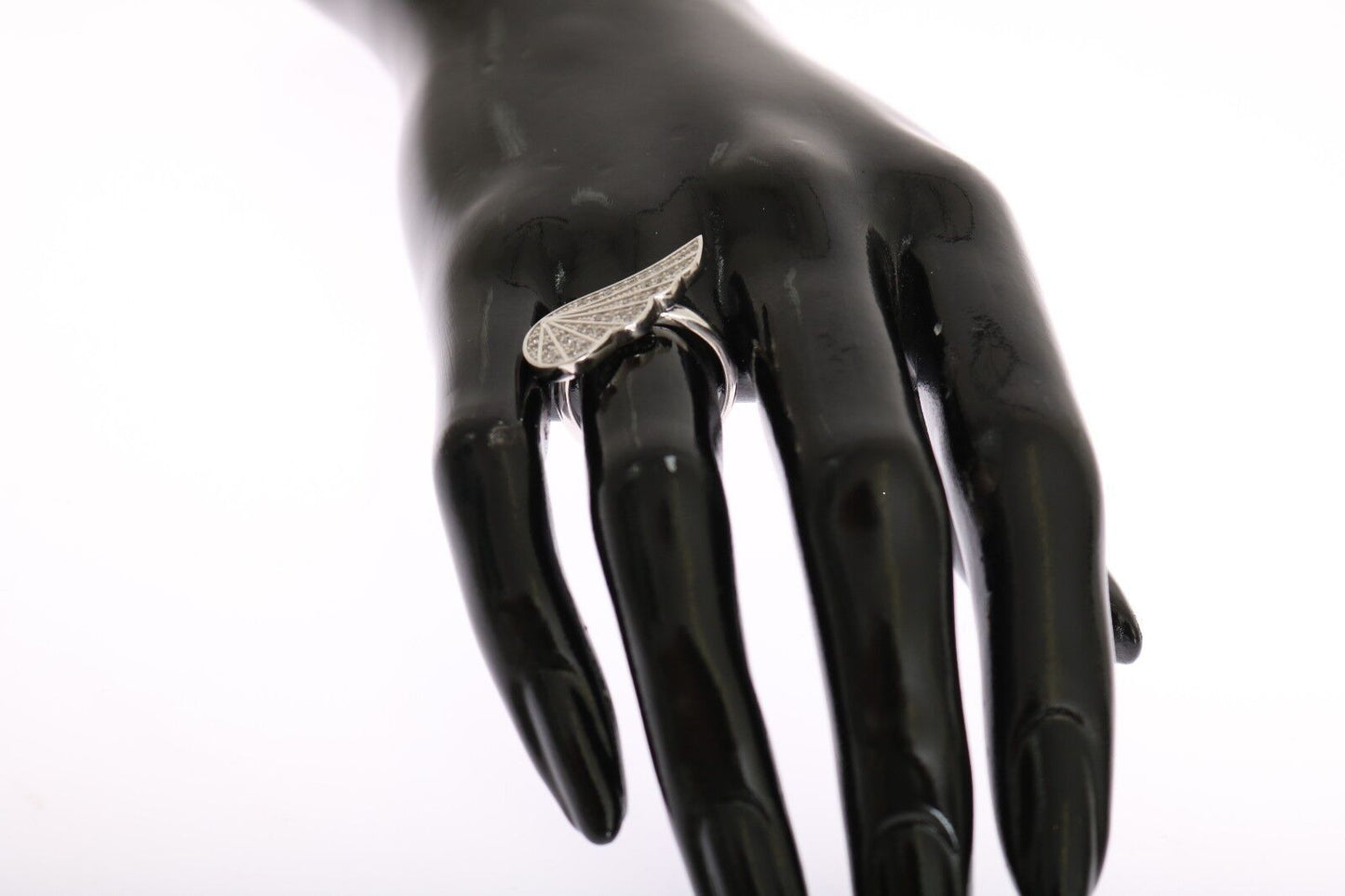 Nialaya Silver Womens Wing Clear CZ 925 Silver Ring Nialaya