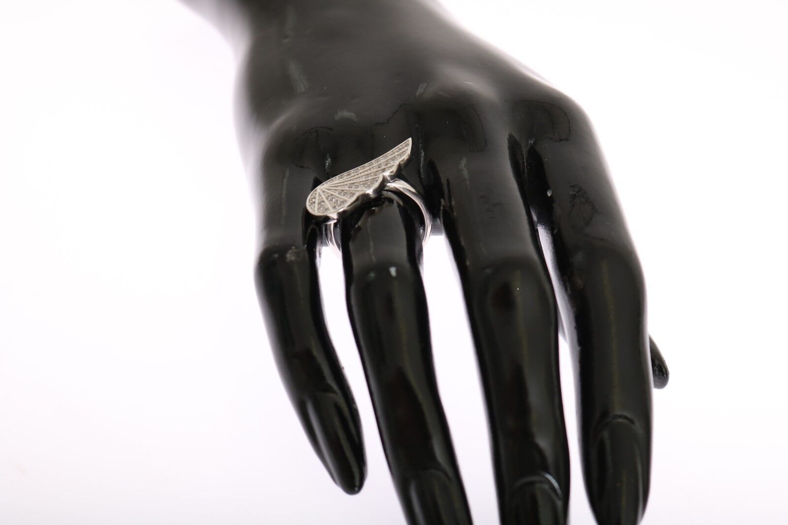 Nialaya Silver Womens Wing Clear CZ 925 Silver Ring Nialaya