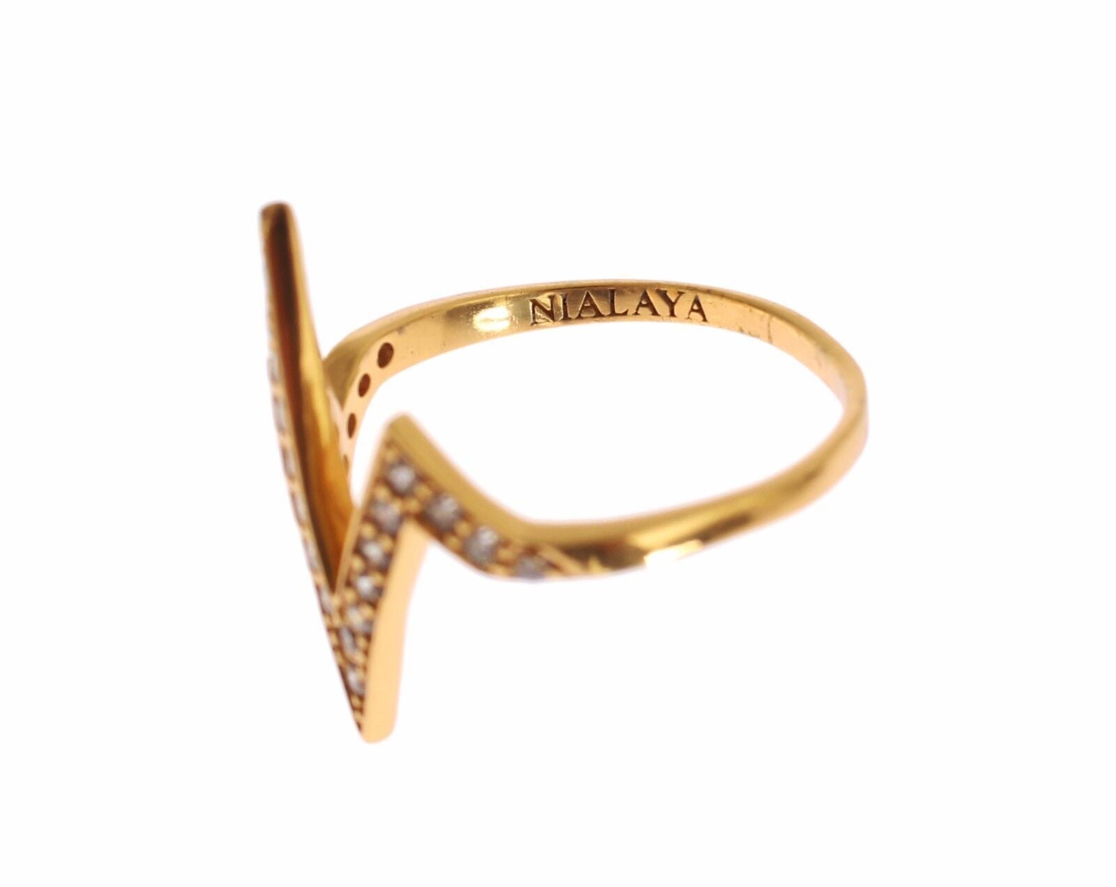 Nialaya Gold 925 Silver Womens Clear CZ 18K Ring Nialaya