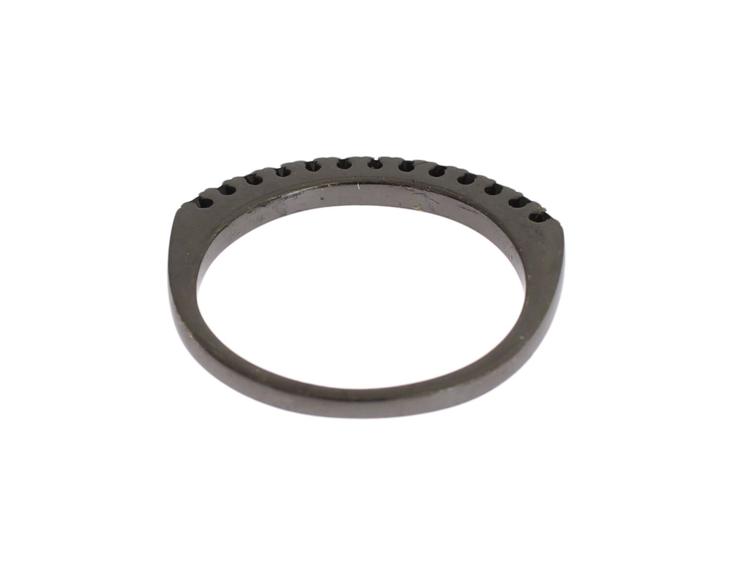 Nialaya Black CZ Rhodium 925 Silver Womens Ring Nialaya