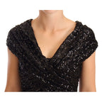 Dolce & Gabbana Black Sequined Open Shoulder Long Gown Dress