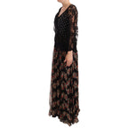 Dolce & Gabbana Black Lace Floral Polka Maxi Capri Dress