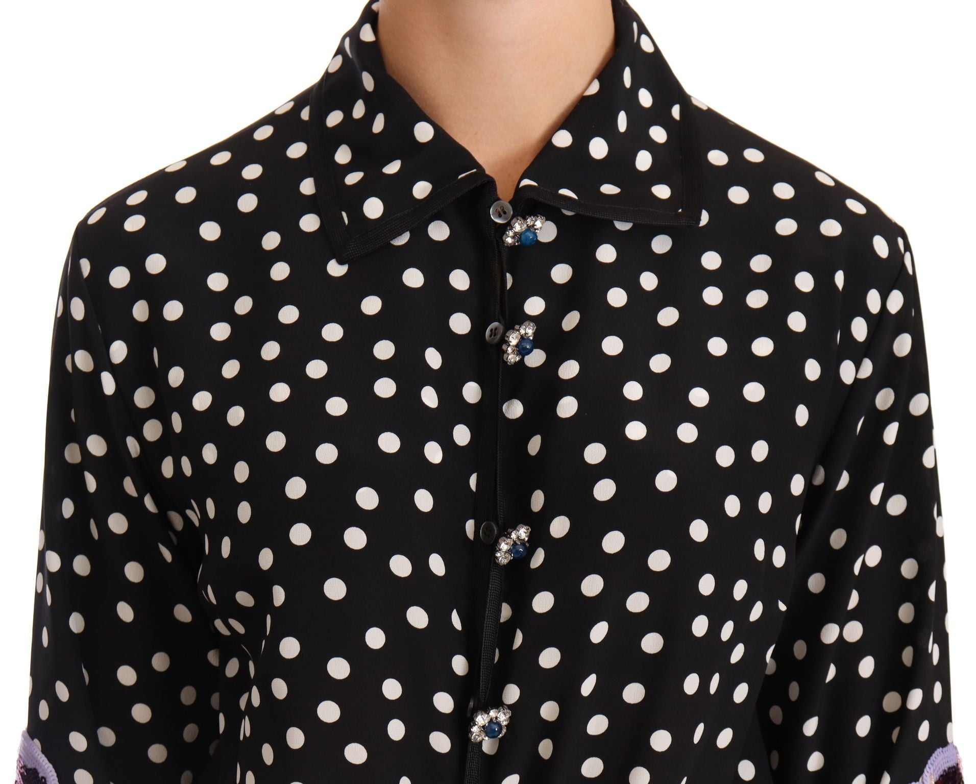 Dolce & Gabbana Black White Crystal Sequined Floral Dress Dolce & Gabbana