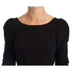 Dolce & Gabbana Black Wool Stretch Sheath Open Back Dress