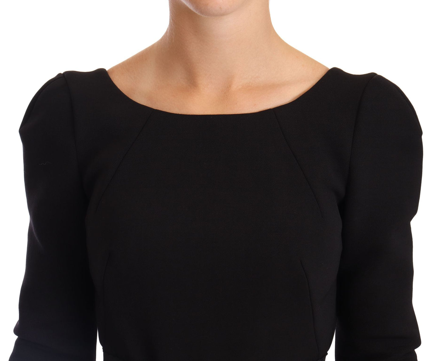 Dolce & Gabbana Black Wool Stretch Sheath Open Back Dress Dolce & Gabbana