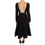 Dolce & Gabbana Black Wool Stretch Sheath Open Back Dress