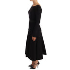 Dolce & Gabbana Black Wool Stretch Sheath Open Back Dress