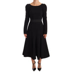 Dolce & Gabbana Black Wool Stretch Sheath Open Back Dress