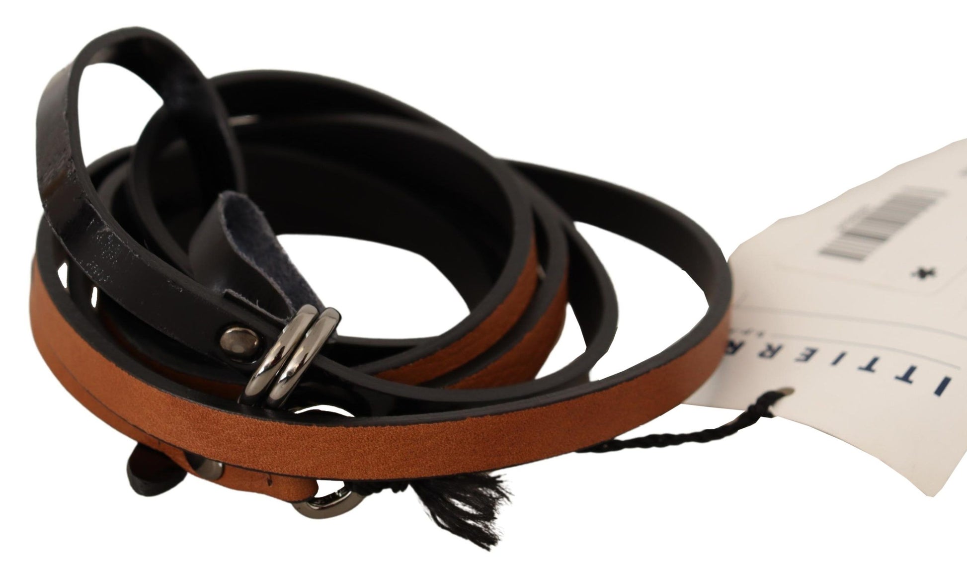 Costume National Brown Leather Silver Tone Buckle Belt Costume National
