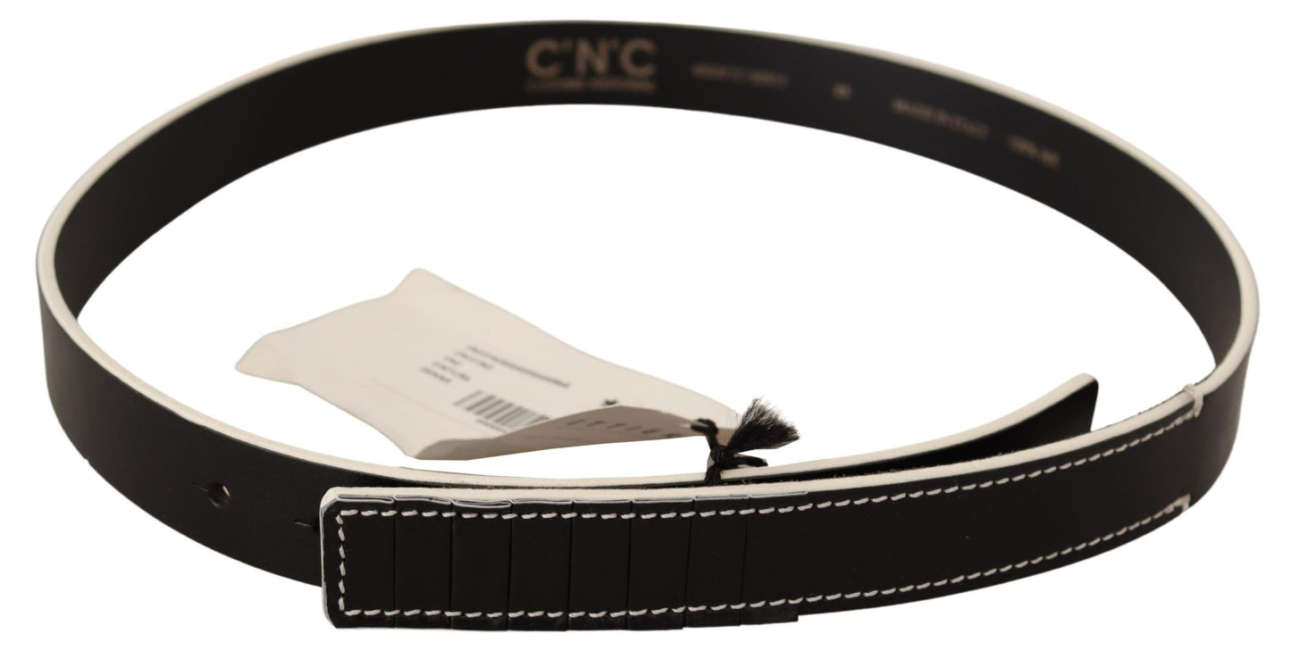 Costume National Black White Leather Fashion Waist Belt Costume National