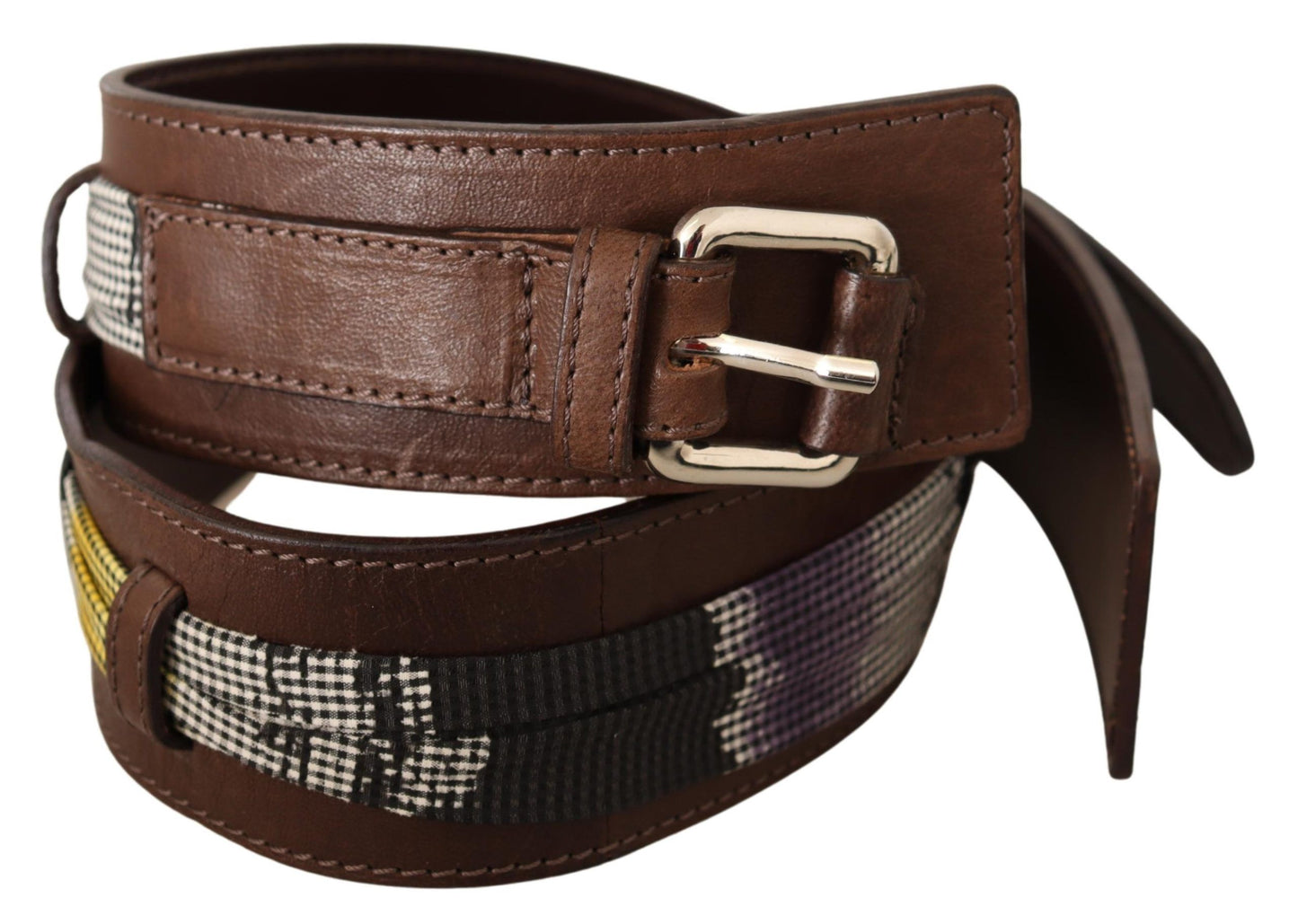 Costume National Brown Leather Silver Buckle Belt Costume National