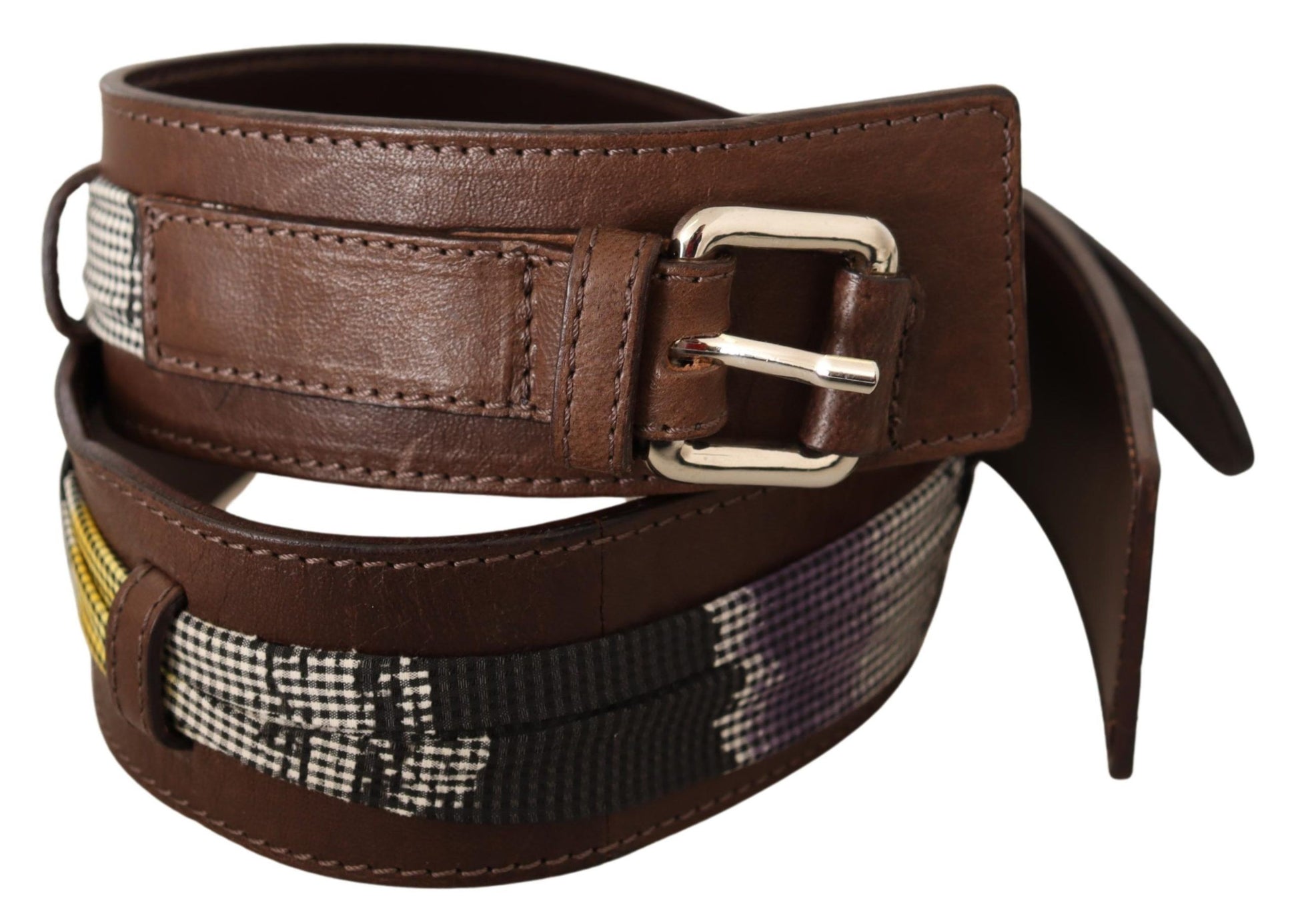 Costume National Brown Leather Silver Buckle Belt Costume National