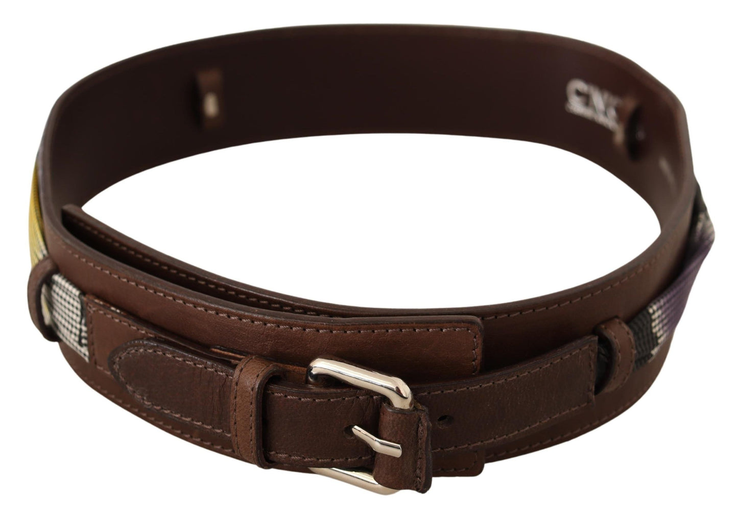 Costume National Brown Leather Silver Buckle Belt Costume National