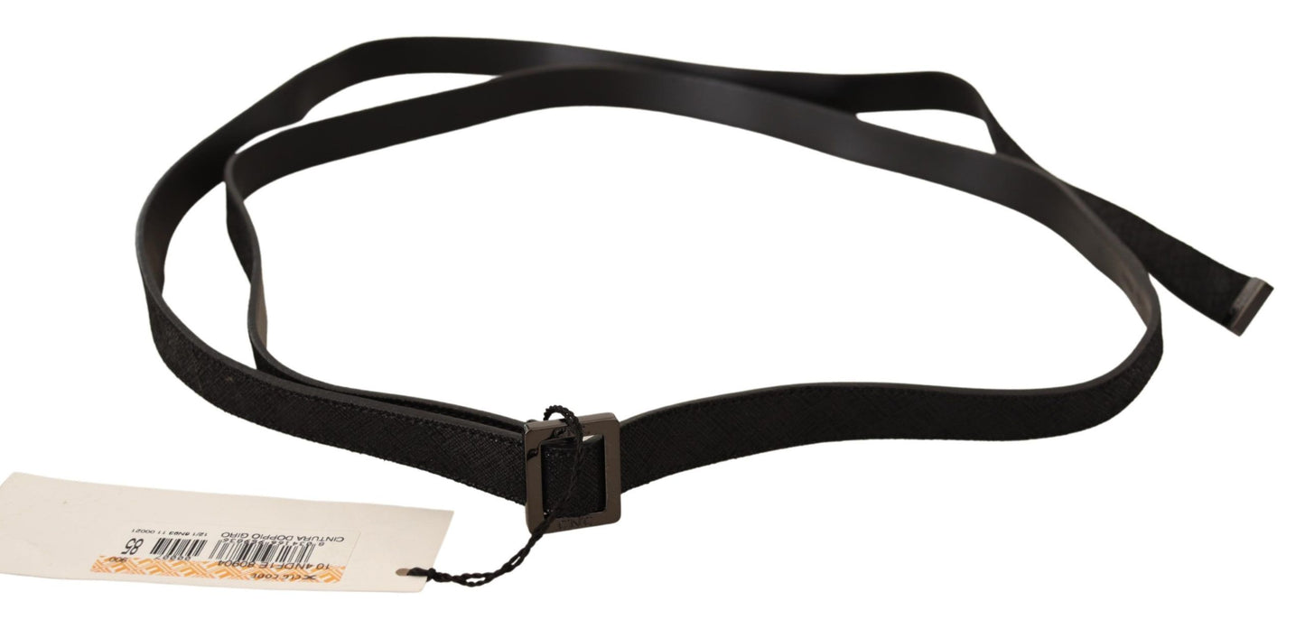 Costume National Black Leather Metal Buckle Waist Belt Costume National