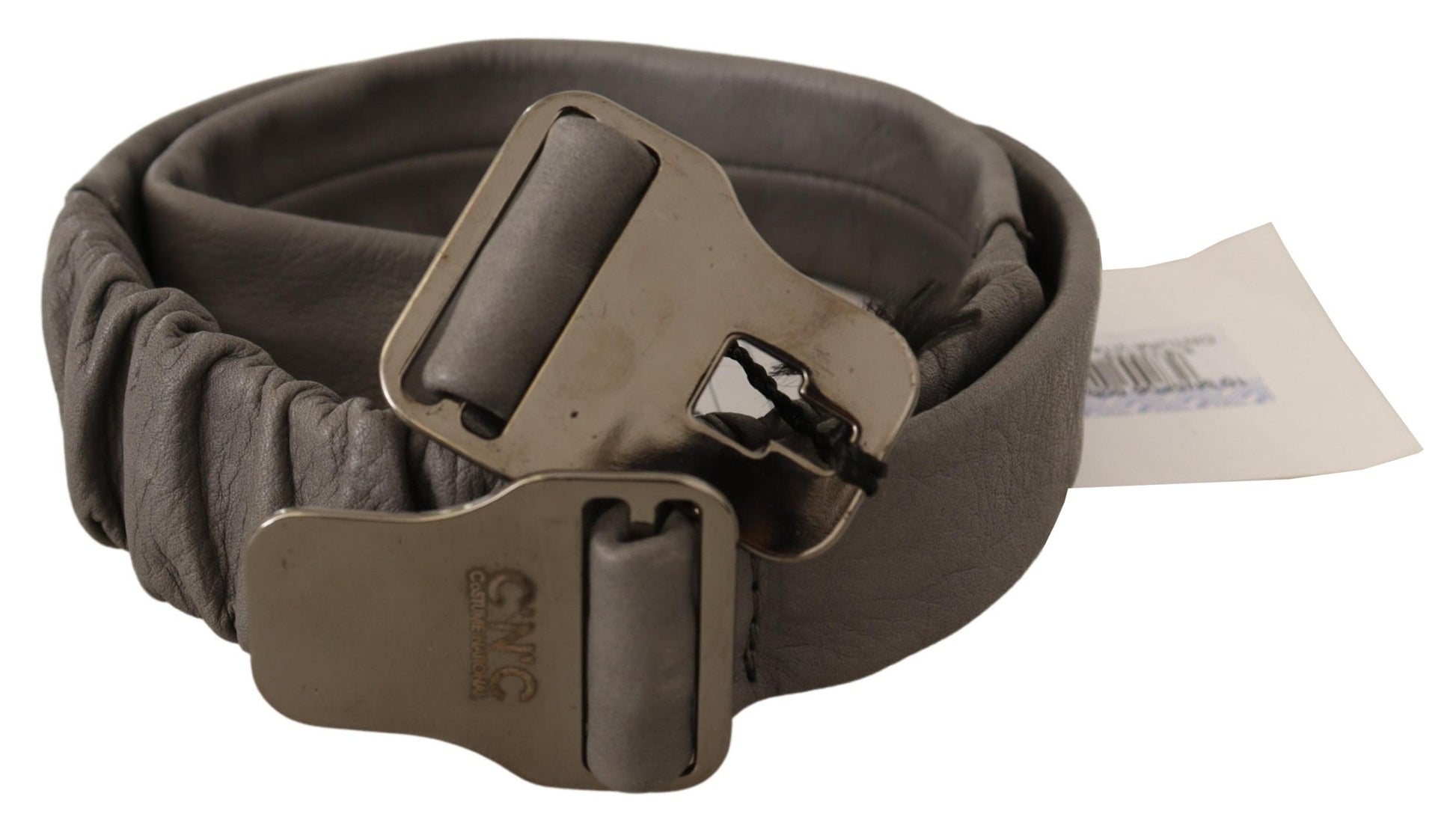 Costume National Gray Leather Silver Buckle Waist Belt Costume National