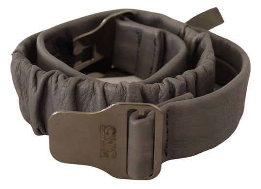Costume National Gray Leather Silver Buckle Waist Belt Costume National