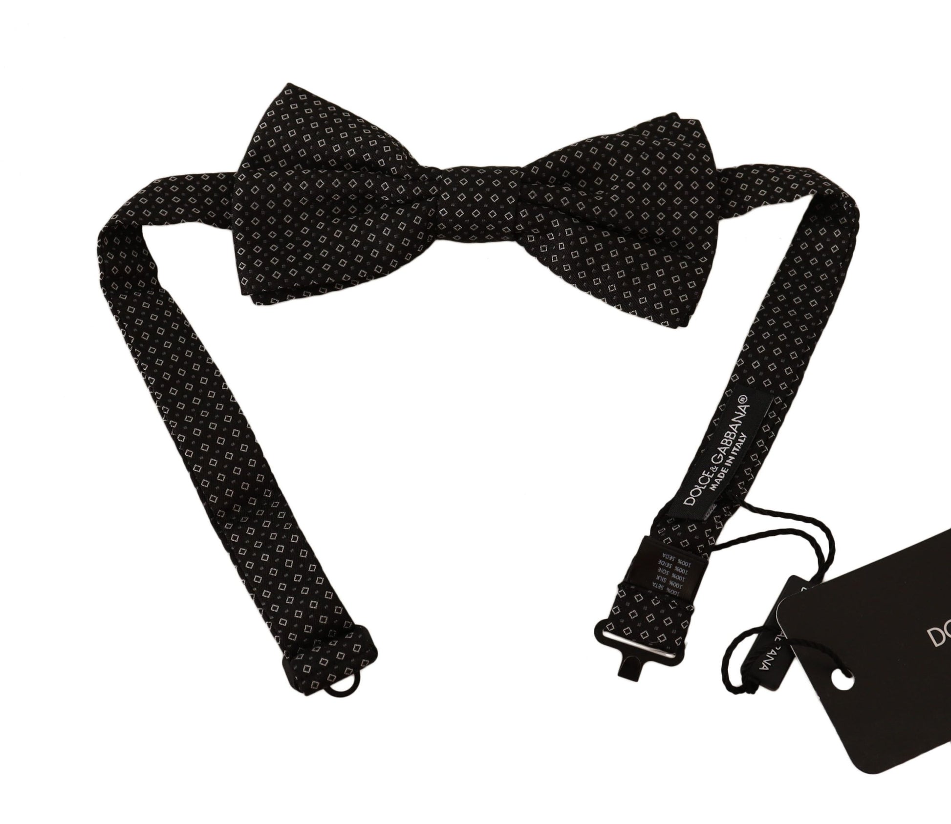 Dolce & Gabbana Black Patterned Adjustable Neck Papillon Bow Tie Dolce & Gabbana