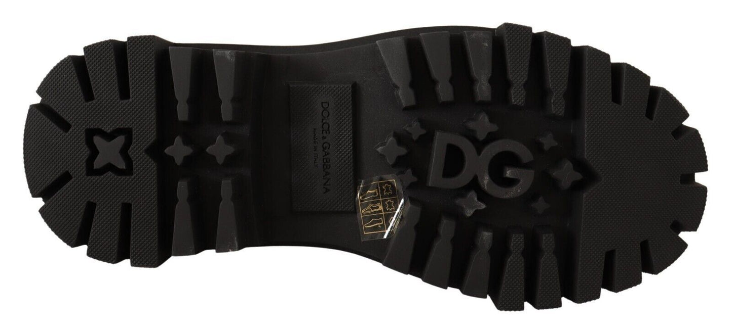 Dolce & Gabbana Black Leather Studded Combat Boots Dolce & Gabbana