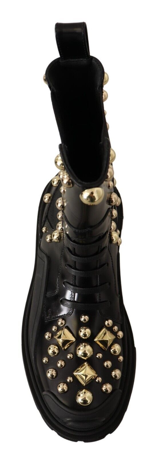 Dolce & Gabbana Black Leather Studded Combat Boots Dolce & Gabbana