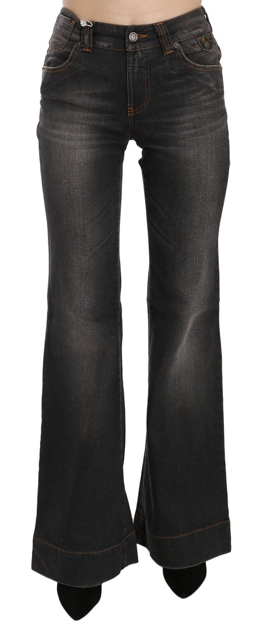 Dolce & Gabbana Black Washed Mid Waist Flared Denim Casual Jeans Dolce & Gabbana