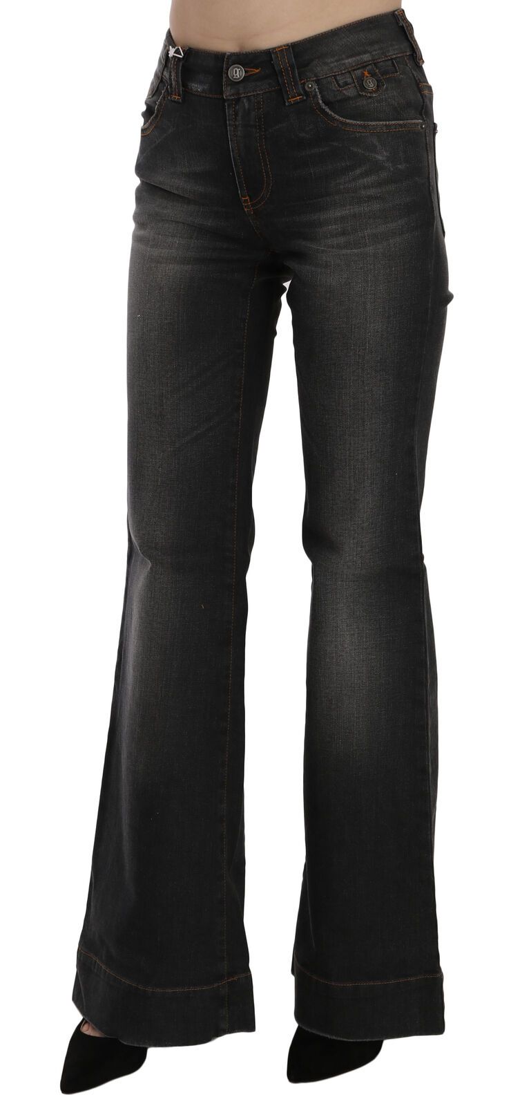 Dolce & Gabbana Black Washed Mid Waist Flared Denim Casual Jeans Dolce & Gabbana