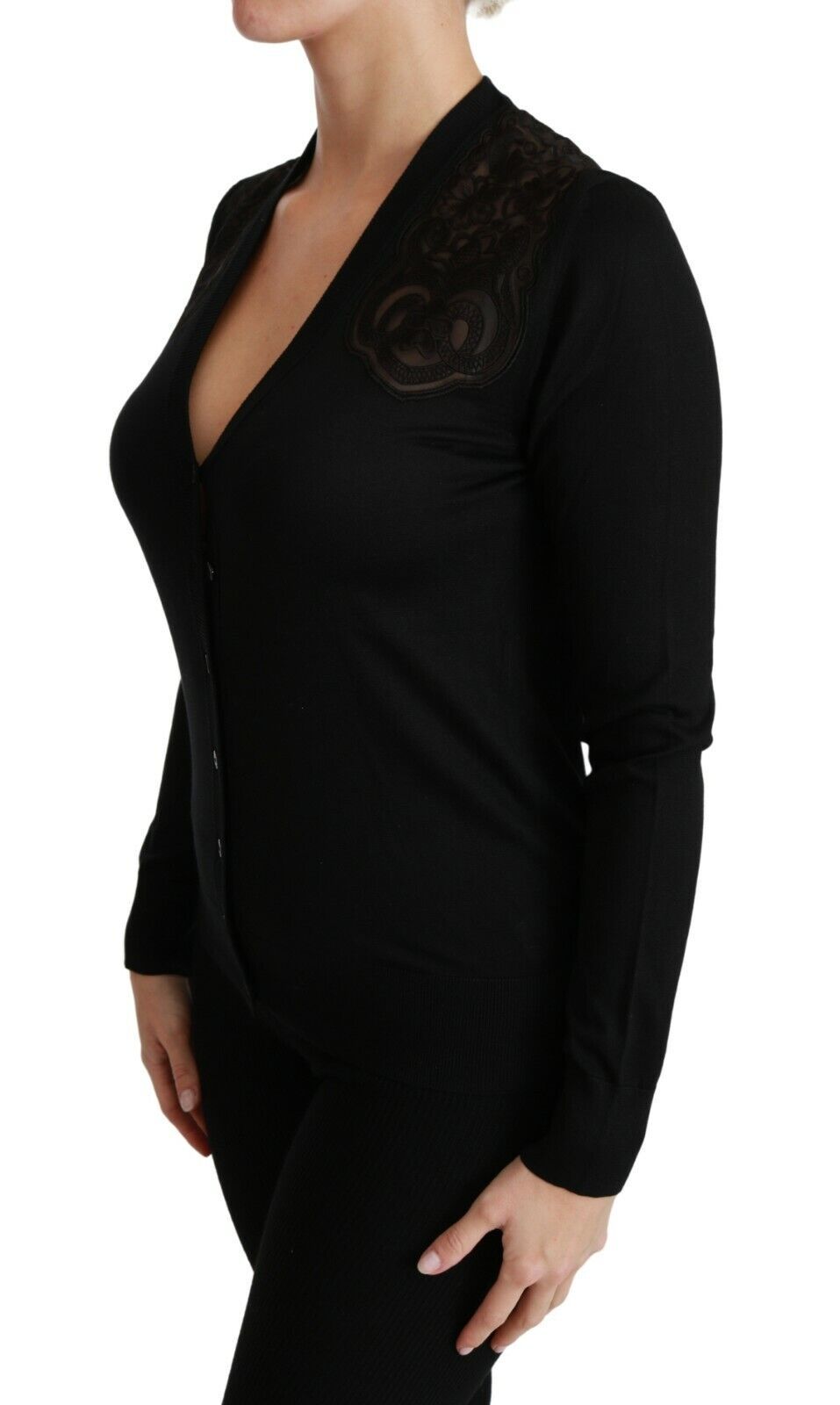 Dolce & Gabbana Black Lace Sweater Cardigan Sweater Dolce & Gabbana