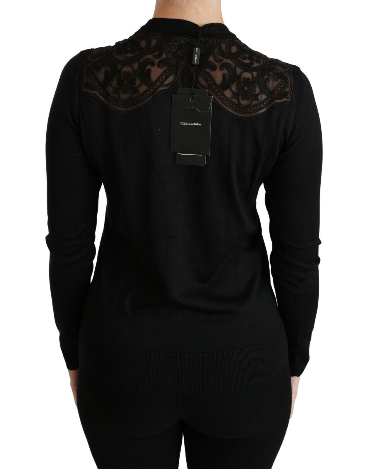 Dolce & Gabbana Black Lace Sweater Cardigan Sweater Dolce & Gabbana
