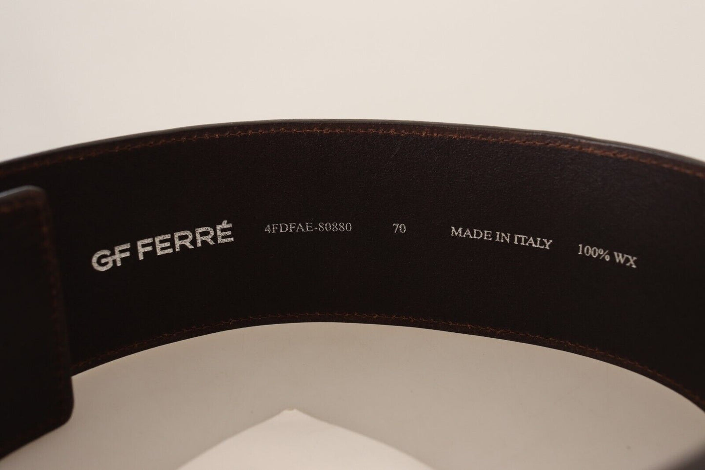 GF Ferre Brown Genuine Leather Wide Logo Buckle Waist Belt GF Ferre