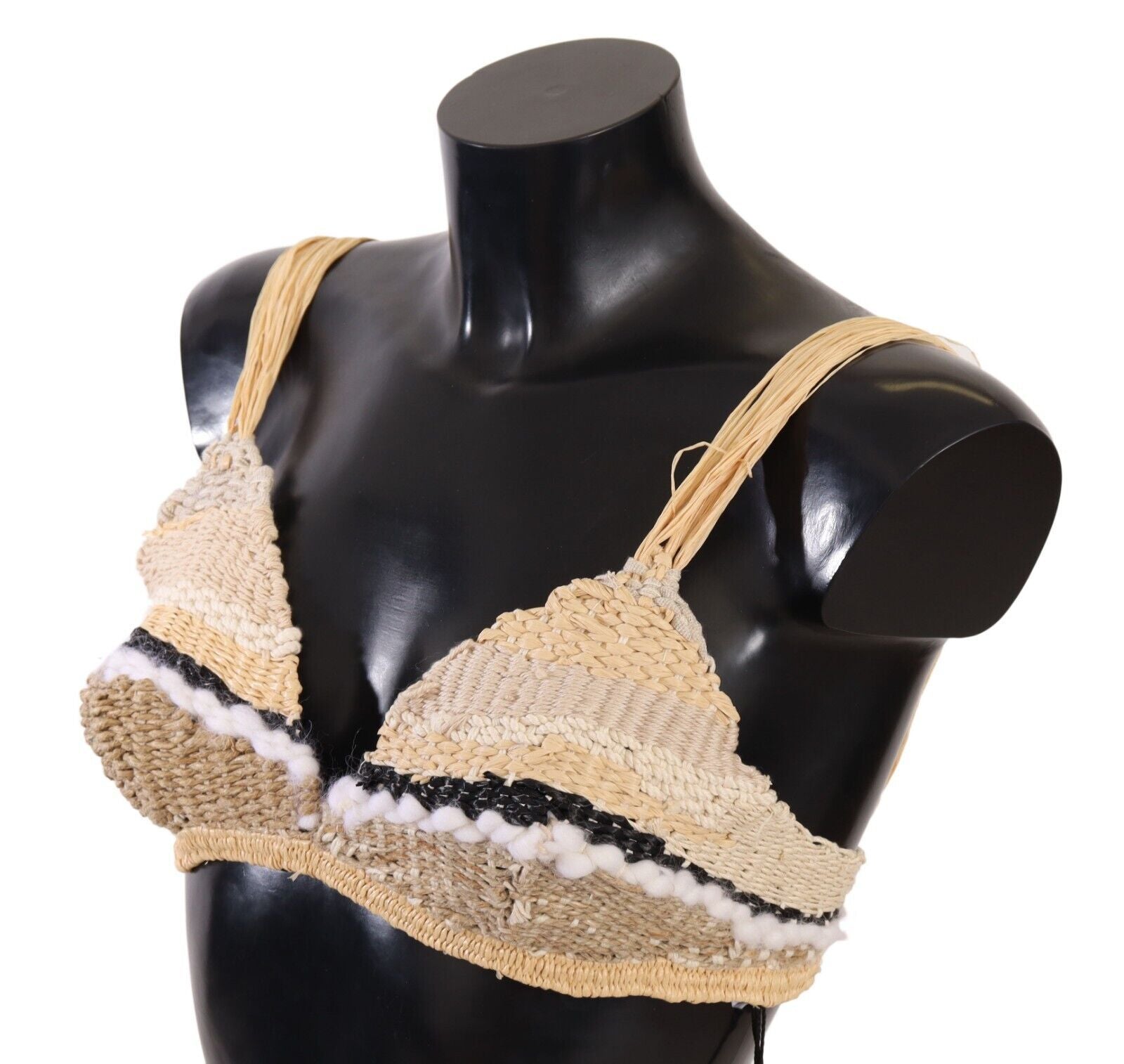 Dolce & Gabbana Beige Straw Raffia Woven Crochet Cover Up Top Dolce & Gabbana