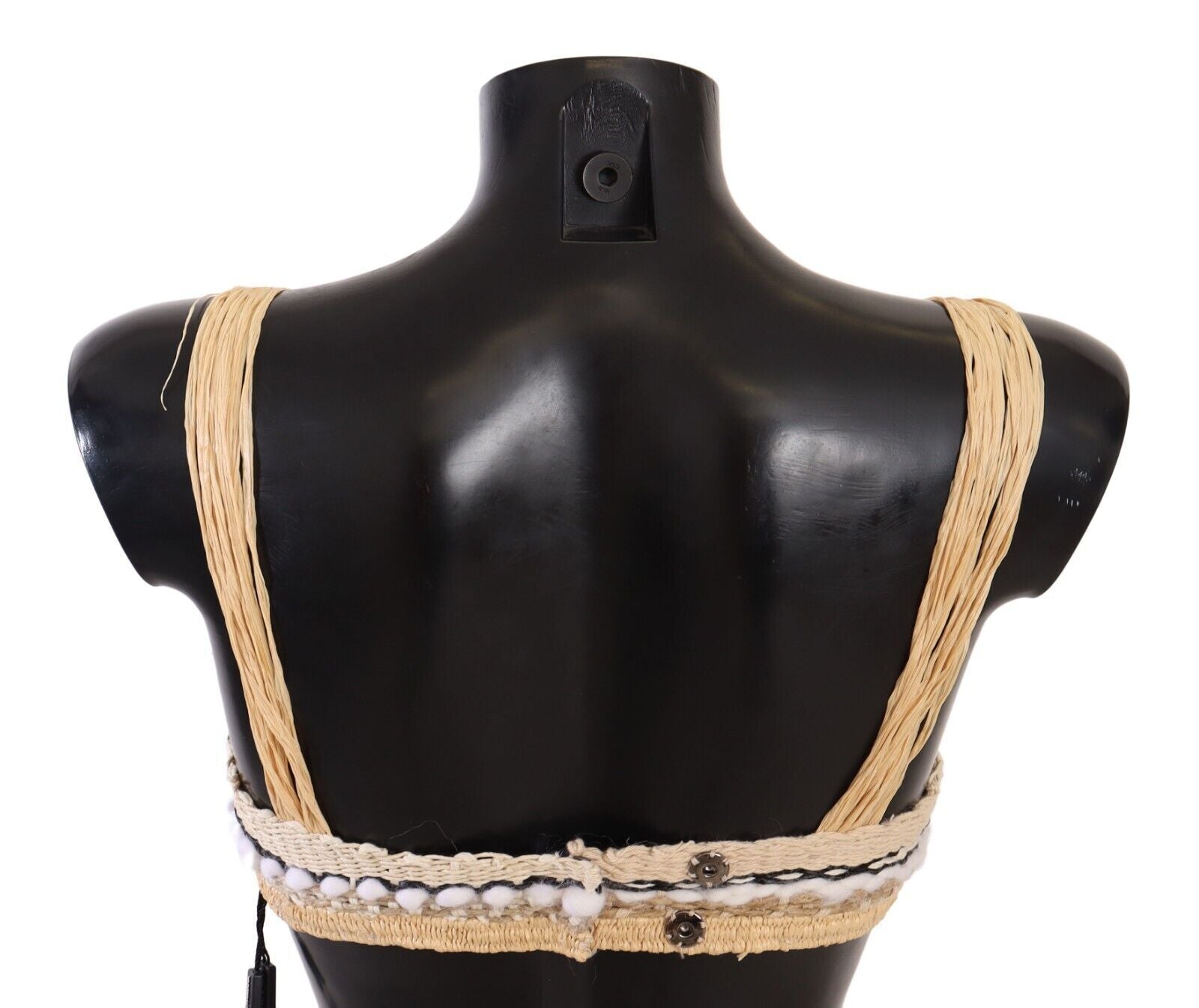 Dolce & Gabbana Beige Straw Raffia Woven Crochet Cover Up Top Dolce & Gabbana