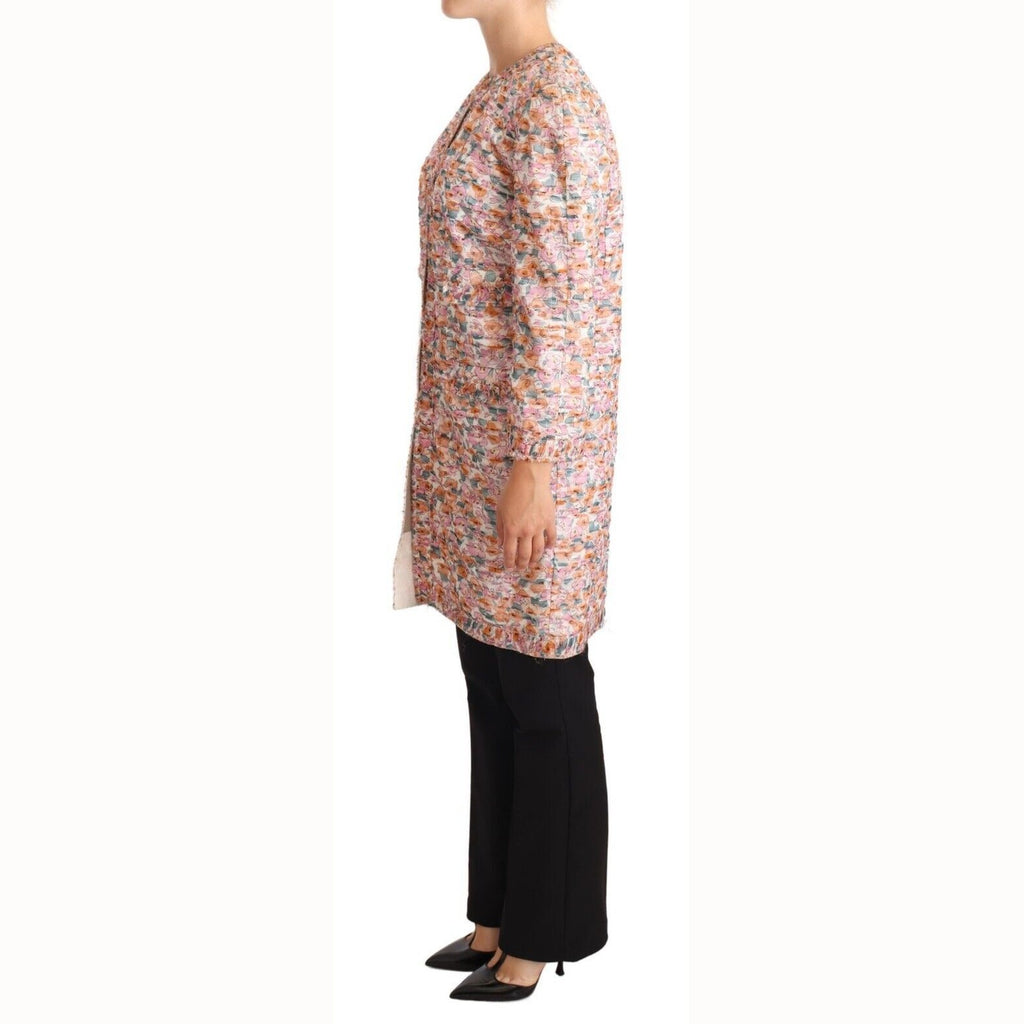 Dolce & Gabbana Multicolor Floral Print Silk Trench Coat Jacket