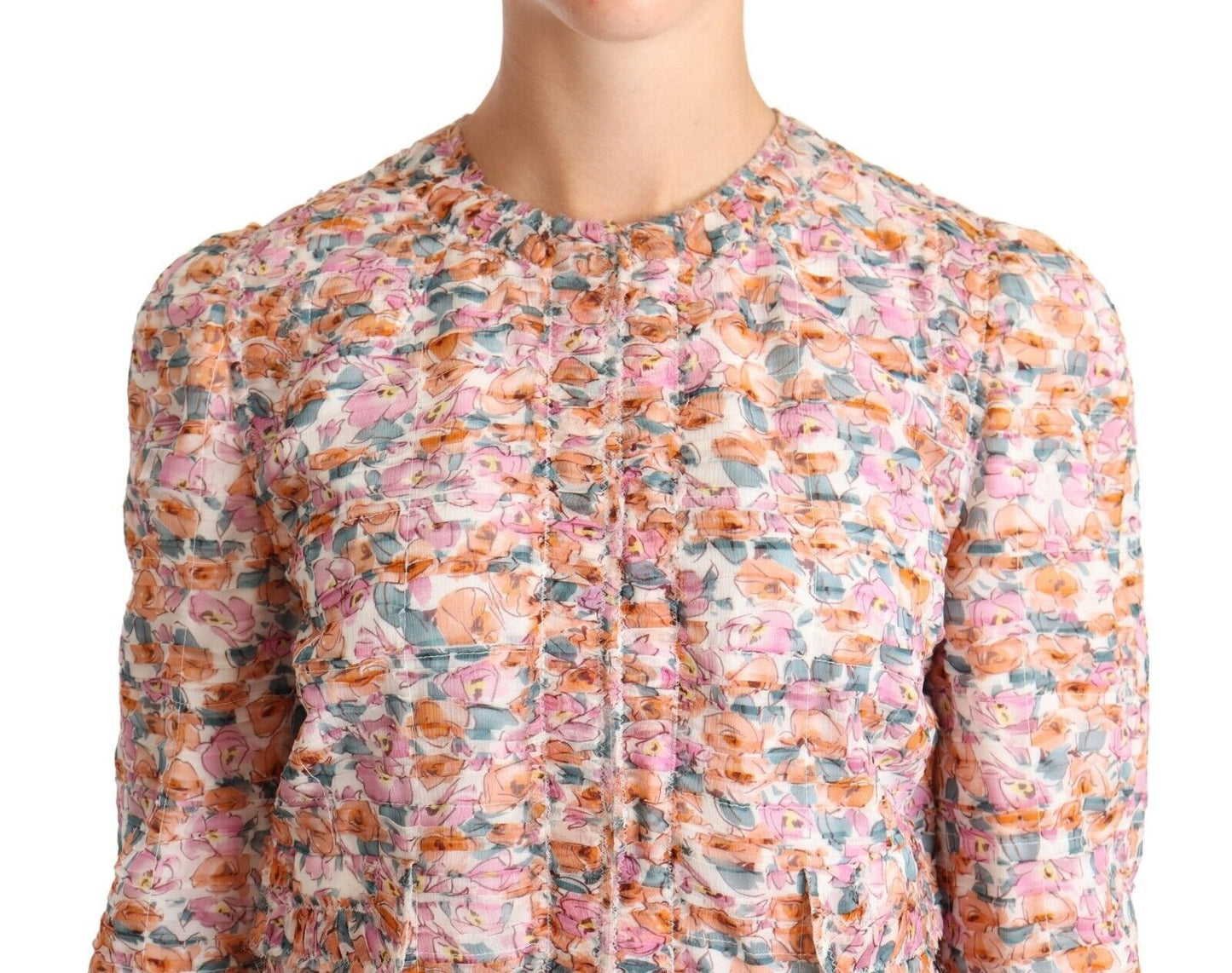 Dolce & Gabbana Multicolor Floral Print Silk Trench Coat Jacket Dolce & Gabbana