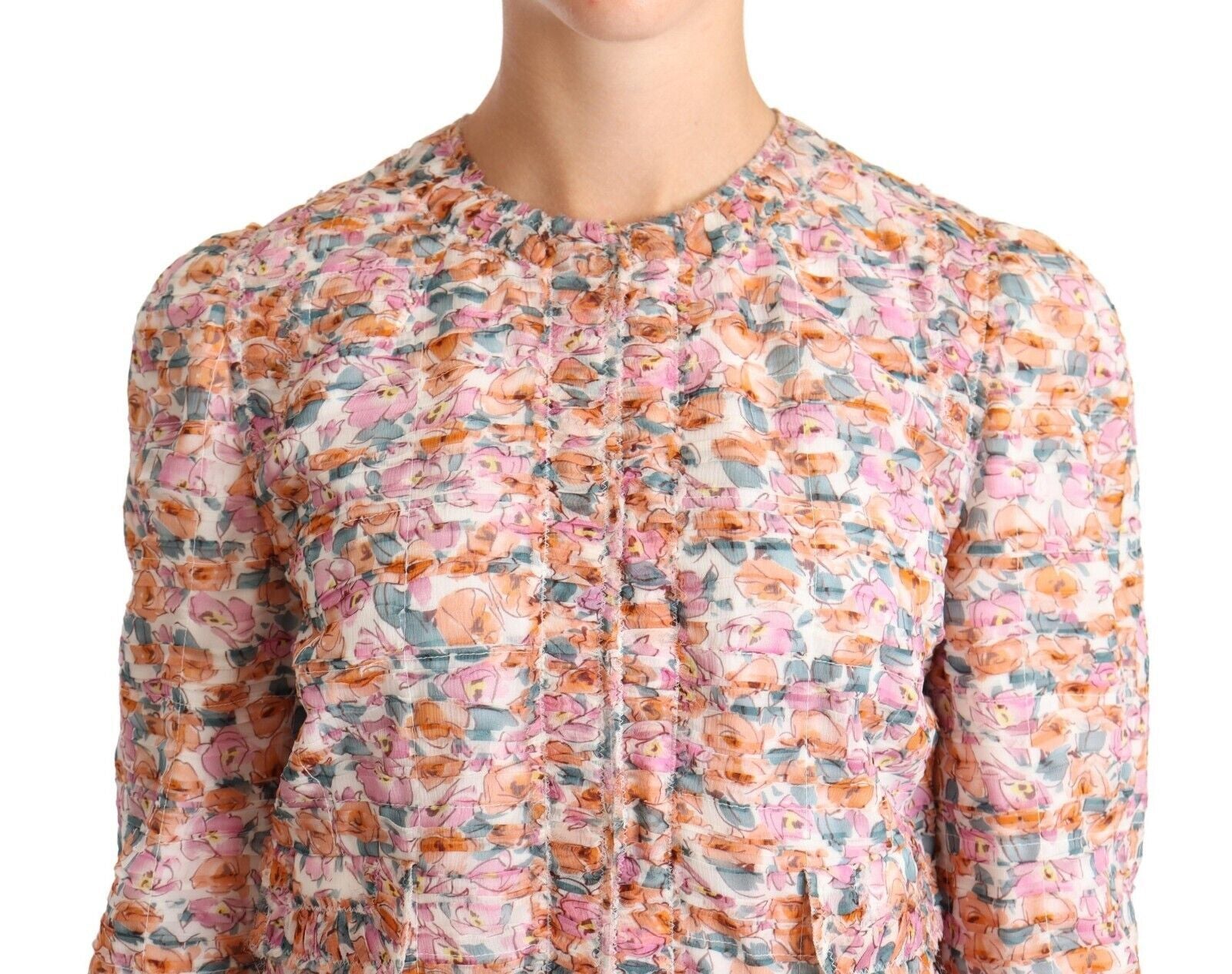 Dolce & Gabbana Multicolor Floral Print Silk Trench Coat Jacket Dolce & Gabbana
