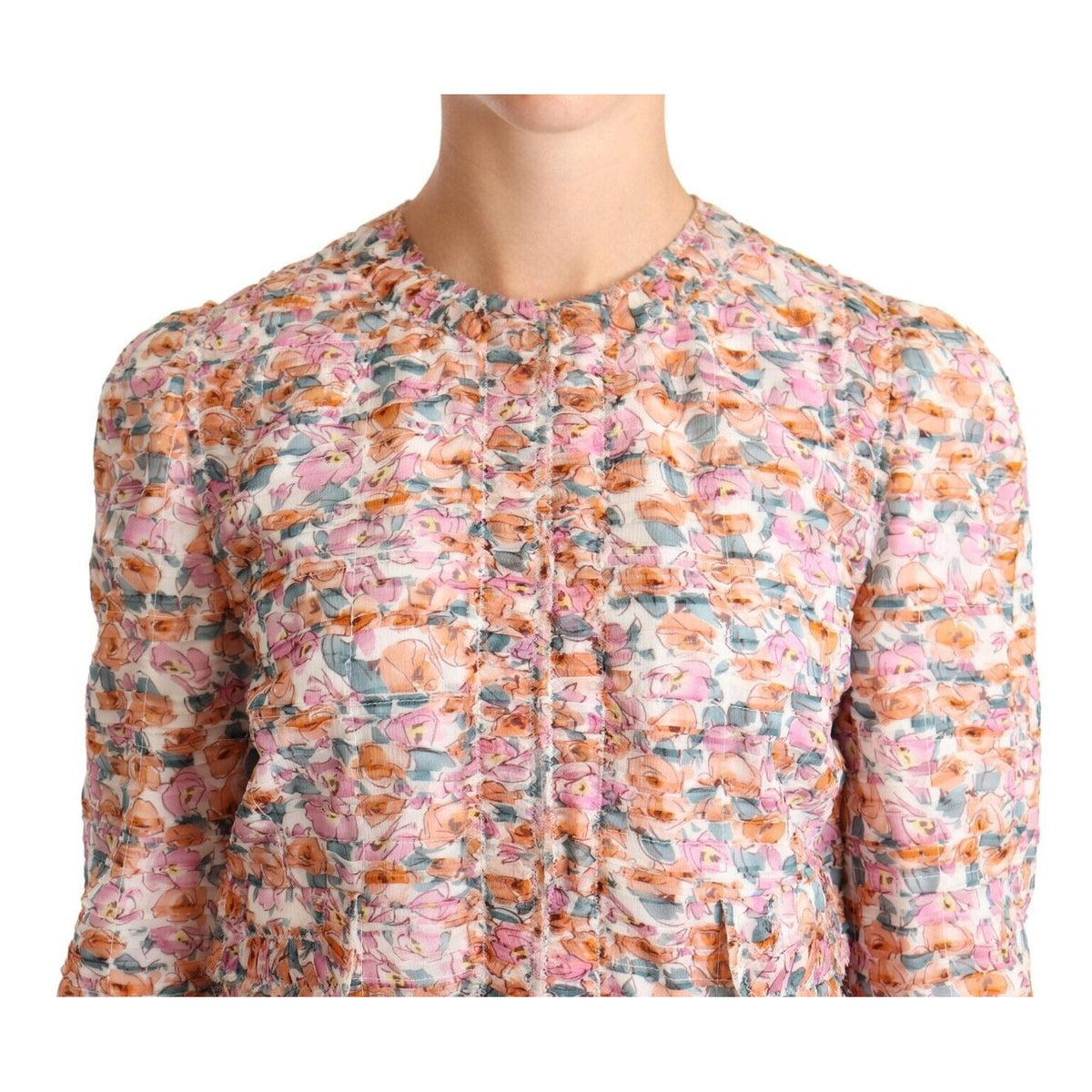 Dolce & Gabbana Multicolor Floral Print Silk Trench Coat Jacket
