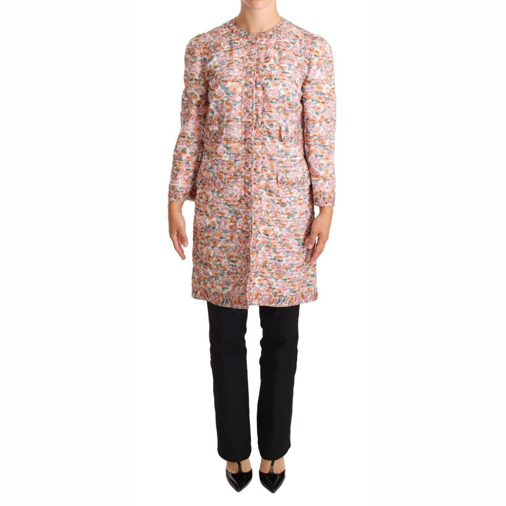 Dolce & Gabbana Multicolor Floral Print Silk Trench Coat Jacket