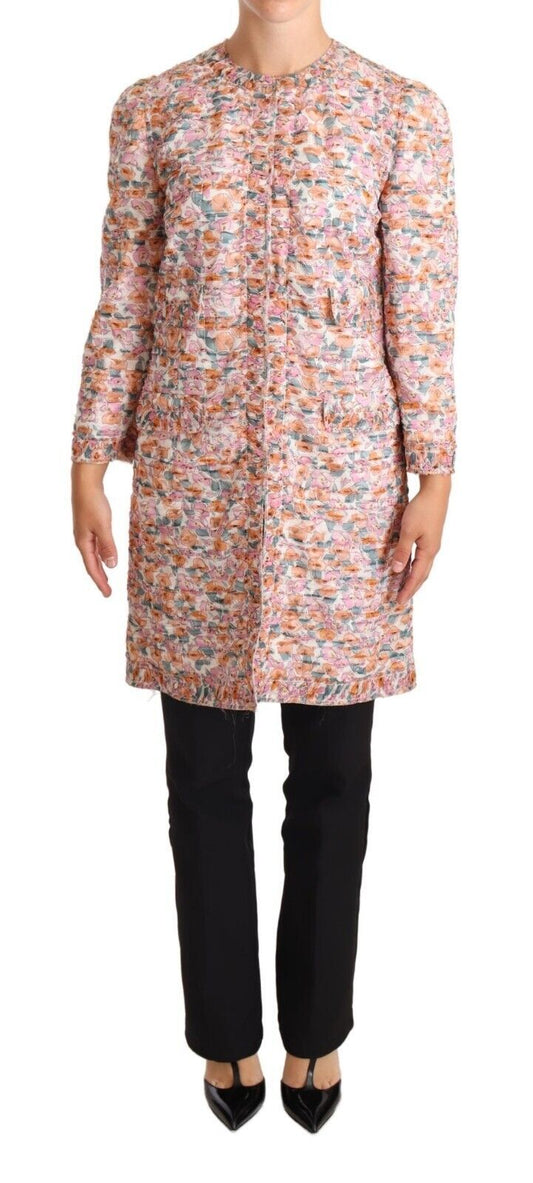 Dolce & Gabbana Multicolor Floral Print Silk Trench Coat Jacket Dolce & Gabbana