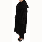 Dolce & Gabbana Black Polyester Fur Trench Coat Jacket
