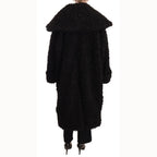 Dolce & Gabbana Black Polyester Fur Trench Coat Jacket