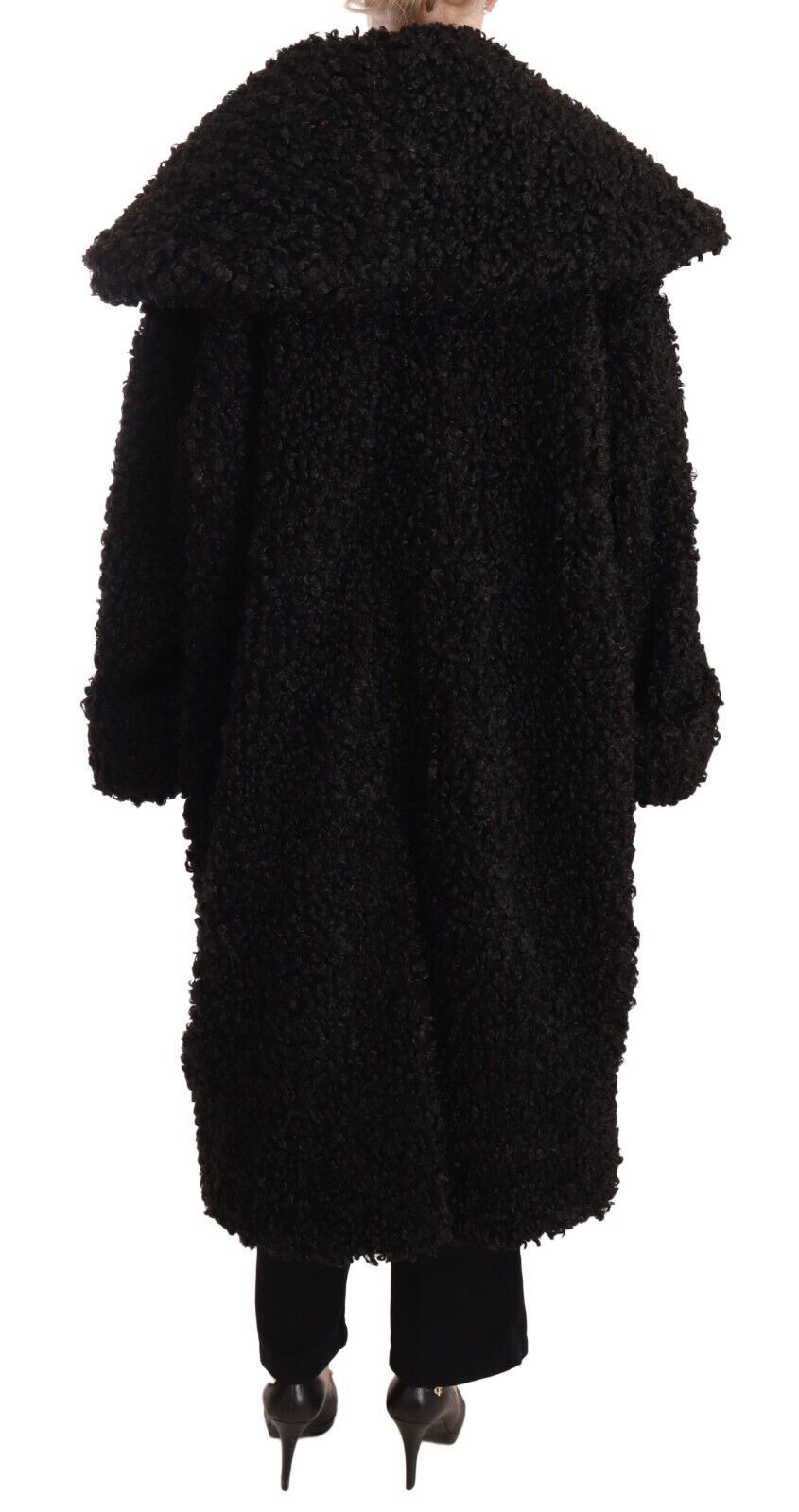 Dolce & Gabbana Black Polyester Fur Trench Coat Jacket Dolce & Gabbana